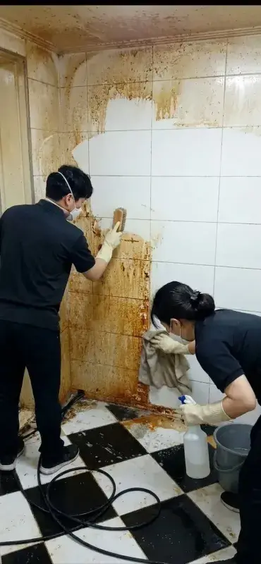 상가 주방 기름때 청소 과정
